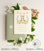 TEMPLETT  
 Babyparty Rustikale Baby Shower Einladungsvorlage, Sofortiger Download druckbare Einladungen für den Heimdruck, Einfaches Boho Baby Junge und Mädchen Shower Kartenset8