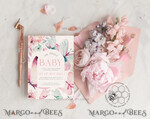TEMPLETT  
 Babyparty Baby Shower Einladung Vorlage herunterladen Florale Schmetterling Baby Mädchen Einladungen Set Druckbare Einladungen Heimdruck Einfache florale Boho Karten8