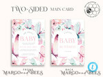 TEMPLETT  
 Babyparty Baby Shower Einladung Vorlage herunterladen Florale Schmetterling Baby Mädchen Einladungen Set Druckbare Einladungen Heimdruck Einfache florale Boho Karten8