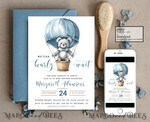 TEMPLETT  
 Babyparty Teddy Bär Baby Junge Baby Shower Einladungsvorlagen-Set Wir können kaum warten Windelverlosung Bücher, Sofortdownload druckbar Heißluftballonkorb10