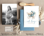 TEMPLETT  
 Babyparty Kinderwagen Baby Junge Baby Shower Einladungsvorlage Set Oh Junge ist unterwegs Windel-Verlosungsbücher Bogen Sofortdownload Dusty Blue bearbeitbare Einladung10
