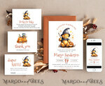 TEMPLETT  
 Babyparty Winnie Pooh Baby Shower Einladung Digital Vorlage Set Halloween Herbst, Geschlechtsneutrale Windel-Raffle Bücher Sofort-Download Druckbare Einladung10