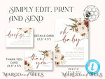 TEMPLETT  
 Babyparty Moderne Baby Shower Einladungsvorlage, Sofortiger Download Druckbare Einladungen für den Heimdruck, Einfaches Boho-Baby-Jungen-Überraschungskarten-Set8