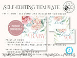 TEMPLETT  
 Babyparty Florale Einladungsvorlage für Baby-Mädchen-Feier, Sofort-Download druckbare Einladungen für den Heimdruck, Einfaches modernes Babyshower-Kartenset9
