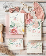 TEMPLETT  
 Babyparty Florale Einladungsvorlage für Baby-Mädchen-Feier, Sofort-Download druckbare Einladungen für den Heimdruck, Einfaches modernes Babyshower-Kartenset9