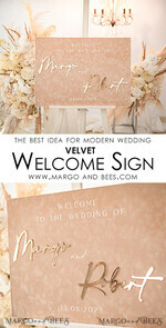 TABLE PLANS AND WEDDING WELCOME SIGNS plexi gold / velvet Luxury Velvet beige Wedding Welcome Sign, Golden Wedding Decor, Personalised Wedding Sign, Wedding Gift, Welcome Wedding Board BpPXSet10