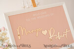 TABLE PLANS AND WEDDING WELCOME SIGNS plexi gold / velvet Blush and Gold Modern Acrylic wedding welcome sign, 3d Elegant wedding welcome signs - Wedding Reception Decor, Wedding Table Plan in White Frame, Wedding Decoration with golden letters - Reception Signage - Custom Ceremony Sign BpPXSet10