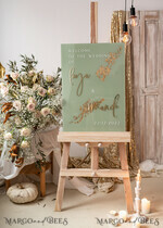 TABLE PLANS AND WEDDING WELCOME SIGNS plexi gold / velvet Acrylic Sage Green & Gold Wedding Welcome Sign, Painted Acrylic & gold Wedding Welcome Sign, Greenery Gold Plexi Wedding Welcome Sign,  Luxury Wedding Wedding Welcome Sign, Tuscany Wedding Signage Golden mirror Wedding Welcome Sign17