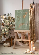 TABLE PLANS AND WEDDING WELCOME SIGNS plexi gold / velvet Acrylic Sage Green & Gold Wedding Welcome Sign, Painted Acrylic & gold Wedding Welcome Sign, Greenery Gold Plexi Wedding Welcome Sign,  Luxury Wedding Wedding Welcome Sign, Tuscany Wedding Signage Golden mirror Wedding Welcome Sign17
