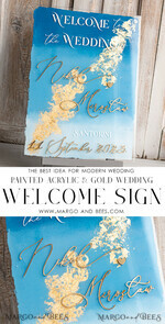TABLE PLANS AND WEDDING WELCOME SIGNS plexi gold / velvet Acrylic Sky blue & Gold Wedding Welcome Sign, Painted Acrylic & gold Wedding Welcome Sign, Royal Blue Ombre Gold Plexi Wedding Welcome Sign,  Luxury Wedding Wedding Welcome Sign, Greece Beach Wedding Signage Golden mirror Wedding Welcome Sign8