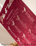 TABLE PLANS AND WEDDING WELCOME SIGNS plexi gold / velvet Burgundy Wedding Table Plan, Maroon velvet and Gold Modern Seating Chart, 3d Elegant Find Your Seat Seating Plan , Luxury Wedding Table Plan, Wedding Decoration with golden letters Marsala Golden Reception Signage Red Custom Ceremony Sign24