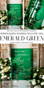 TABLE PLANS AND WEDDING WELCOME SIGNS plexi gold / velvet Luxury Green and Gold Wedding Welcome Sign, Emerald Green Acryl Wedding Decor, Personalised Wedding Sign, Wedding Board, Welcome Wedding Board 18