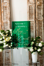 TABLE PLANS AND WEDDING WELCOME SIGNS plexi gold / velvet Luxury Green and Gold Wedding Welcome Sign, Emerald Green Acryl Wedding Decor, Personalised Wedding Sign, Wedding Board, Welcome Wedding Board 18