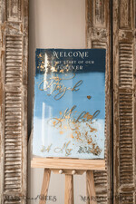 TABLE PLANS AND WEDDING WELCOME SIGNS plexi gold / velvet Acrylic dusty blue & Gold Wedding Welcome Sign, Painted Acrylic & gold Wedding Welcome Sign, Royal Blue Ombre Gold Plexi Wedding Welcome Sign,  Luxury Wedding Wedding Welcome Sign, Greece Beach Wedding Signage Golden mirror Wedding Welcome Sign8