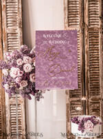 TABLE PLANS AND WEDDING WELCOME SIGNS plexi gold / velvet Velvet Mauve Wedding Welcome Sign,  Dusty Rose GoldenWedding Decor, Personalised Wedding Sign, Purple Welcome Wedding Board MvS18