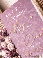 TABLE PLANS AND WEDDING WELCOME SIGNS plexi gold / velvet Velvet Mauve Wedding Welcome Sign,  Dusty Rose GoldenWedding Decor, Personalised Wedding Sign, Purple Welcome Wedding Board MvS18