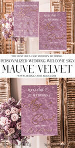 TABLE PLANS AND WEDDING WELCOME SIGNS plexi gold / velvet Velvet Mauve Wedding Welcome Sign,  Dusty Rose GoldenWedding Decor, Personalised Wedding Sign, Purple Welcome Wedding Board MvS18