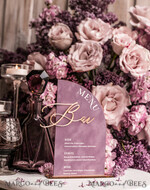 TABLE DECOR SIGNS Velvet table Numbers and Decor Mauve Velvet Bar Menu, Acrylic Half Arch Table List of drinks, Acrylic Dusty Rose Drinks combo, Purple Golden Velvet Table Sign with stand MvS20