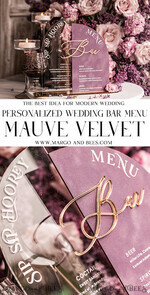 TABLE DECOR SIGNS Velvet table Numbers and Decor Mauve Velvet Bar Menu, Acrylic Half Arch Table List of drinks, Acrylic Dusty Rose Drinks combo, Purple Golden Velvet Table Sign with stand MvS20