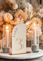 TISCHDEKORATIONSCHILDER   Samt Tischnummern und Dekoration Acryl-Halb-Bogen Samt Elfenbein Hochzeits-Tischnummern, Ecru Gold Schild, Gold Plexi Tischnummern, Luxus Beige Hochzeits Tischdekoration, Hochzeitsbeschilderung Goldener Spiegel Tischnummern14