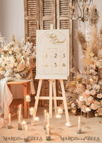 TISCHDEKORATIONSCHILDER   Samt Tischnummern und Dekoration Acrylbogen Tischnummer & Dinner-Menü-Kombination, gefrorenes Elfenbein-Acryl-Gold-Schild, goldene gefrostete Plexi-Velours-Tischnummern & Menü-Kombination, luxuriöse Hochzeits-Tischdekoration, Hochzeitsbeschilderung goldene Spiegeltischnummern & Menü24