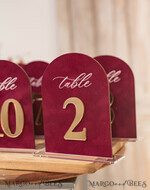TABLE DECOR SIGNS Velvet table Numbers and Decor Luxury Velvet Arched Table numbers with Acrylic stand,  Beige Velvet and Gold Acryl Wedding Table Decor, 3D Golden Letters Arched Table Numbers, Wedding Signage24
