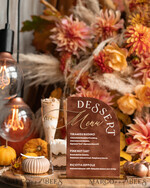 TABLE DECOR SIGNS Velvet table Numbers and Decor Terracotta Velvet Arch Dessert menu, Rust gold Candy Sign, Gold Plexi Table Arch Cake Bar Menu, Luxury Wedding Table Decor, Wedding Signage Golden Burnt Orange39