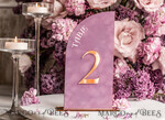 TABLE DECOR SIGNS Velvet table Numbers and Decor Mauve Velvet Table Number, Gold Acrylic Half Arch Table Sign, Dusty Rose Velvet Wedding Table Number with stand, Gold Plexi  Purple Table numbers MvS12