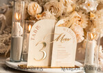 TABLE DECOR SIGNS Velvet table Numbers and Decor Acrylic Arch Table Number & dinner menu Combo, Velvet Ivory Acrylic gold Sign, Gold Ivory Plexi Velvet Table Numbers & Menu Combo Luxury Wedding Table Decor, Wedding Signage Golden mirror table numbers & Menu22