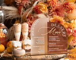 TISCHDEKORATIONSCHILDER   Samt Tischnummern und Dekoration Acrylbogen Dessertmenü, Terracotta gefrorenes Acryl Gold Candy Bar Schild, Herbstgold Plexi Tisch Dessertmenü Kombination Luxus Hochzeits Tischdekoration, Hochzeitsbeschilderung Goldenes Spiegel Candy Bar Menü16