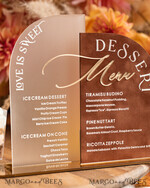 TISCHDEKORATIONSCHILDER   Samt Tischnummern und Dekoration Acrylbogen Dessertmenü, Terracotta gefrorenes Acryl Gold Candy Bar Schild, Herbstgold Plexi Tisch Dessertmenü Kombination Luxus Hochzeits Tischdekoration, Hochzeitsbeschilderung Goldenes Spiegel Candy Bar Menü16