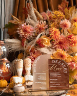 TISCHDEKORATIONSCHILDER   Samt Tischnummern und Dekoration Acrylbogen Dessertmenü, Terracotta gefrorenes Acryl Gold Candy Bar Schild, Herbstgold Plexi Tisch Dessertmenü Kombination Luxus Hochzeits Tischdekoration, Hochzeitsbeschilderung Goldenes Spiegel Candy Bar Menü16