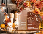 TISCHDEKORATIONSCHILDER   Samt Tischnummern und Dekoration Acrylbogen Dessertmenü, Terracotta gefrorenes Acryl Gold Candy Bar Schild, Herbstgold Plexi Tisch Dessertmenü Kombination Luxus Hochzeits Tischdekoration, Hochzeitsbeschilderung Goldenes Spiegel Candy Bar Menü16