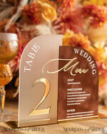 TABLE DECOR SIGNS Velvet table Numbers and Decor Acrylic Arch Table Number & wedding menu Combo, Rust & Frozen Acrylic gold Sign, Gold Plexi Table Numbers Terracotta Menu Combo Luxury Wedding Table Decor, Wedding Signage Golden mirror table numbers 11