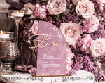 TABLE DECOR SIGNS Velvet table Numbers and Decor Acrylic Arch Bar Menu, gold Plexi Mauve Velvet Drink Bar Menu Sign with Stand, Dusty Rose Table Bar Menu, half Arched Wedding Table Decor, Purple drink Bar Menu 12