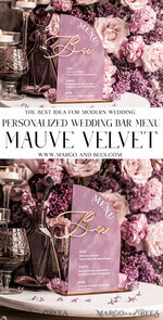 TABLE DECOR SIGNS Velvet table Numbers and Decor Acrylic Arch Bar Menu, gold Plexi Mauve Velvet Drink Bar Menu Sign with Stand, Dusty Rose Table Bar Menu, half Arched Wedding Table Decor, Purple drink Bar Menu 12