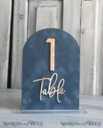 TABLE DECOR SIGNS Velvet table Numbers and Decor dusty Blue Wedding Top Table Signs SET, Acrylic Arch Velvet Bar Menu sign, Drink Bar menu Top Table sign,  Gold Plexi Glass Top Table sign, Elegant Luxury Wedding Table Decor, Boho Glam Wedding Signage Silver mirror Top Table sign14