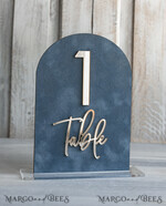 TABLE DECOR SIGNS Velvet table Numbers and Decor dusty Blue Wedding Top Table Signs SET, Acrylic Arch Velvet Bar Menu sign, Drink Bar menu Top Table sign,  Gold Plexi Glass Top Table sign, Elegant Luxury Wedding Table Decor, Boho Glam Wedding Signage Silver mirror Top Table sign14