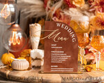 TABLE DECOR SIGNS Velvet table Numbers and Decor Velvet Arch Wedding Menu with Stand, Terracotta Half Arch gold Sign, Gold Mirror Dinner Menu, Luxury Burnt Orange Wedding Table Decor, Wedding Table Signage  Golden mirror table numbers 23