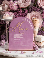 TISCHDEKORATIONSCHILDER   Samt Tischnummern und Dekoration Mauve Samt Bogen Dessertmenü, Staubige Rosé Bonbonschild, Gold Plexi Tischbogen Hochzeits-Dessertmenü, Luxuriöse Hochzeits Tischdekoration, MvS11