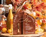 TISCHDEKORATIONSCHILDER   Samt Tischnummern und Dekoration Acrylbogen Tischnummern und Menüset, klarer und gefrorener Acrylgold-Schild, goldene Tischnummern und Menüset, terrakotta Samt Tischnummern, Hochzeitssignalisation24