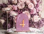 TABLE DECOR SIGNS Velvet table Numbers and Decor Mauve Acrylic Arch Table Number, Dusty Rose Velvet Table Sign, Gold Plexi Velvet Table Numbers in Dusty Blue, Purple Wedding Table Number with stand 15