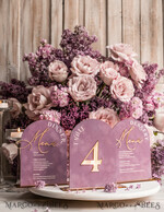TABLE DECOR SIGNS Velvet table Numbers and Decor Mauve Acrylic Arch Table Number, Dusty Rose Velvet Table Sign, Gold Plexi Velvet Table Numbers in Dusty Blue, Purple Wedding Table Number with stand 15