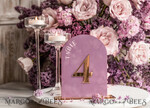 TABLE DECOR SIGNS Velvet table Numbers and Decor Mauve Acrylic Arch Table Number, Dusty Rose Velvet Table Sign, Gold Plexi Velvet Table Numbers in Dusty Blue, Purple Wedding Table Number with stand 15
