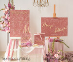 MENU & PROGRAMS velvet/gold Luxury Velvet Arch Menu with stand, blush pink and Gold Mirror Wedding Table Decor, Menu 3D Golden Letters and White Lettering, Pink menu with base, personalized wedding detail, glamour party decor10