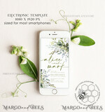 TEMPLETT digital invitation SmartPhone Save the Date Editable Template, Greenery Save the Date Evite Template, personalised Digital Save the Date. Smartphone Electronic Save the Date4