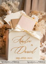 KARTONBOXEN  
 Samtkartenboxen Elfenbein Geschenkkartenbox & Karten Geschenke Schild Set, Samt Klassische Hochzeitswunschbrunnen Geldgeschenkkartenbox, Personalisierte Gold Plexi Hochzeitskartenbox, Luxuriöse Kartenbox, Hochzeitskartenbox mit Deckel, Hochzeitsgeldbox16