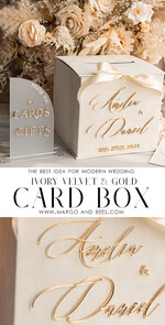 KARTONBOXEN  
 Samtkartenboxen Elfenbein Geschenkkartenbox & Karten Geschenke Schild Set, Samt Klassische Hochzeitswunschbrunnen Geldgeschenkkartenbox, Personalisierte Gold Plexi Hochzeitskartenbox, Luxuriöse Kartenbox, Hochzeitskartenbox mit Deckel, Hochzeitsgeldbox16