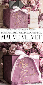  CARD BOXES velvet card boxes Mauve Velvet Gift Card Box & Cards Gifts Sign Set, Velvet Classic wedding wishing well money gift card box, Personalized Gold Box, MvS22