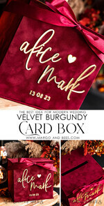  CARD BOXES velvet card boxes burgundy Card Box, Maroon Wedding Card Box with Lid, Marsala Wedding Money Box, Wedding Card Box with slot  13